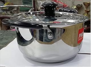 Golden Drops High Quality Heavy Gauge 0.7 mm Stainless Steel Induction Safe Stew pan with Lid Sandwich Base 23.5 CM