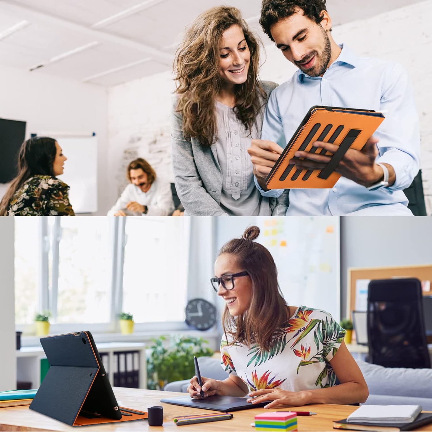 for iPad 10th Generation Case 2022, for iPad 10.9 Inch Case with Built-in Pencil Holder, Folio Stand Protective Leather Case Cover, Auto Sleep/Wake, Multiple, Blue/Brown