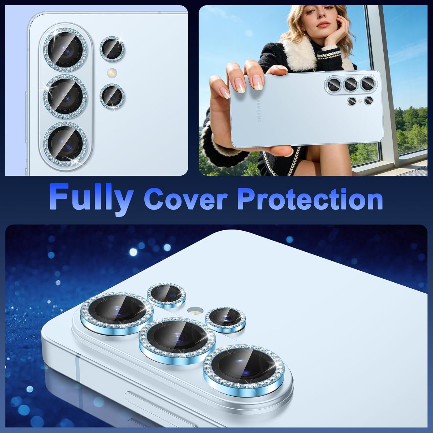 Meshine for Samsung Galaxy S26 Ultra Camera Lens Protector,Scratch Proof,Strong Adsorption,9H Hardness with Metal Ring Camera Cover,Ultra Thin Case Friendly, Accessories Lens Protector,Shiny Blue image 5