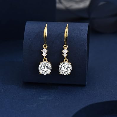 Silver Dangle Drop Earrings for Women, 925 Sterling Silver Cubic Zirconia Drop Earrings, Hypoallergenic Earrings Jewellery Gifts for Girls