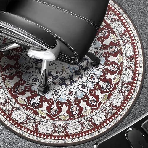 Topotdor Home Office Chair Mat,Vintage Persian Desk Chair Mats For Hardwood Floor,Computer Chair Mat For Rolling Chair Non Slip Washable Floor Protector Rug,Beige Burgundy #TOP2