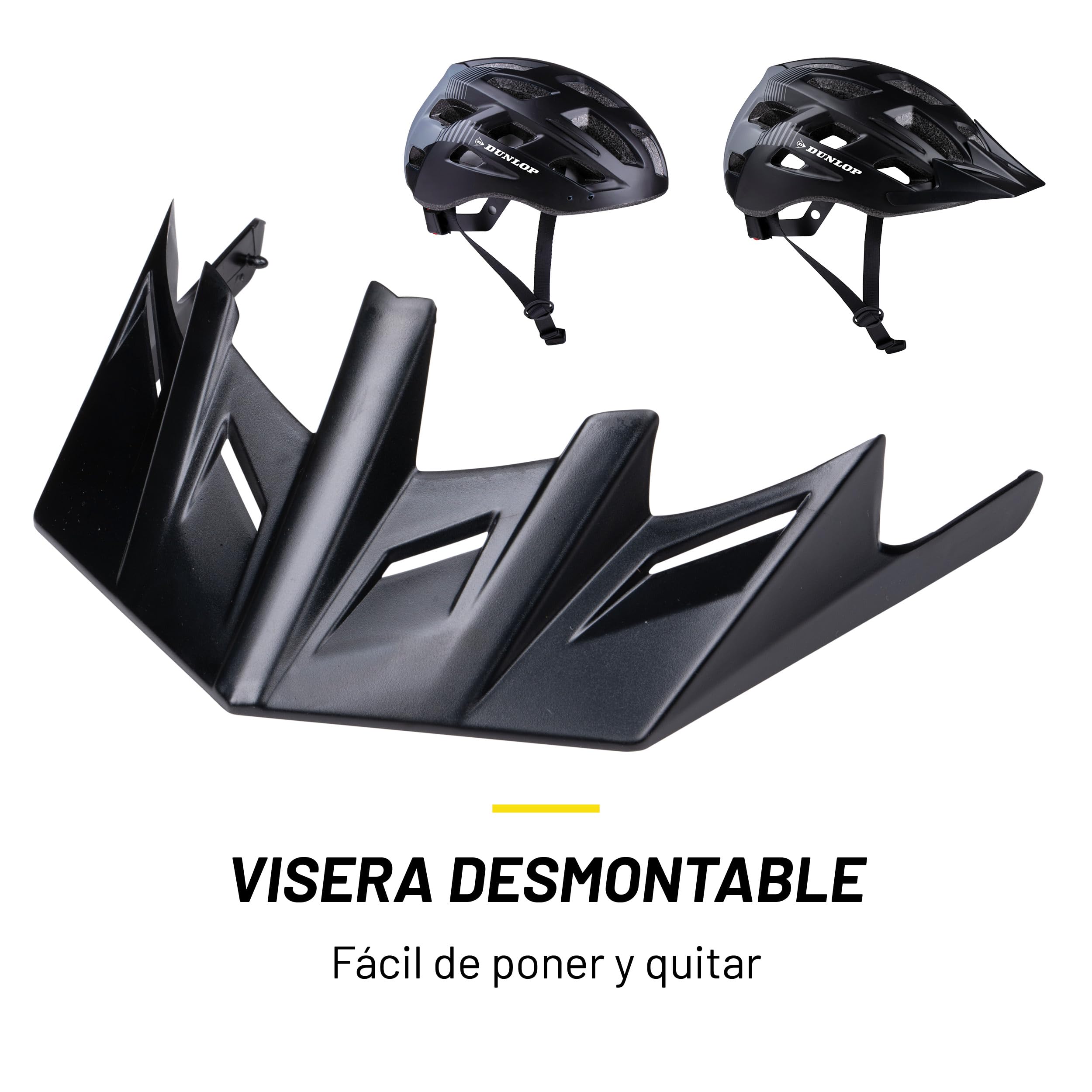 Dunlop Casco de Bicicleta Con Luz LED - Para Mujeres y Hombres - Ajustable 55-58 CM - 3 Modos de Luz - Negro — view 7