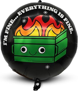 XL Funny Foil Balloons 2 Pack Dumpster Fire, Joke Party Decoration, Adult Birthday Gag Gift