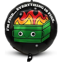 XL Funny Foil Balloons 2 Pack Dumpster Fire, Joke Party Decoration, Adult Birthday Gag Gift