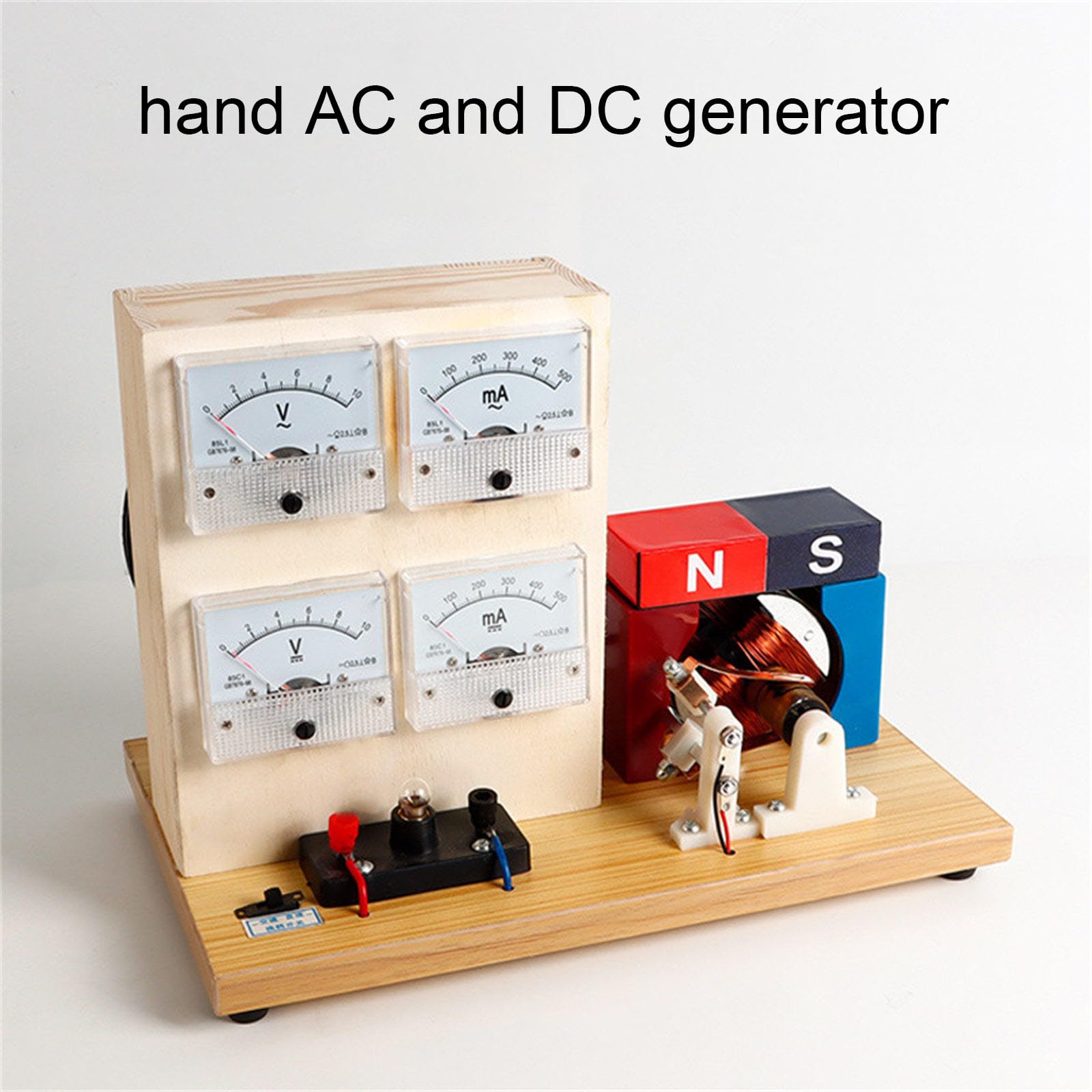 Modelo de generador de manivela Equipo de experimentos electromagnéticos Herramienta de enseñanza de física para Modelo de manivela de laboratorio de ciencias Demostrador de inducción de de