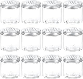 HARFINGTON 12 Pcs Aluminium Tins with Hollow Lids 6.8oz/200ml Empty Scent Beads Storage Container Round Refillable Spice Plastic Jar Sample for Air Freshener Candles Travel Storage