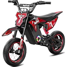 36V Electric Dirt Bike for Kids, 700W Peak Electric Motorcycle, 3 Speeds, 15.5 MPH & 13.7 Miles, Headlight & Rainbow Ambient Lights, Off-Road Ride On Gifts for Kids Ages 4-10, UL-2272 Certified, Red