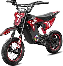 36V Electric Dirt Bike for Kids, 700W Peak Electric Motorcycle, 3 Speeds, 15.5 MPH & 13.7 Miles, Headlight & Rainbow Ambient Lights, Pro Suspension Off-Road Ride On Gift for Kids Ages 4-10, Red