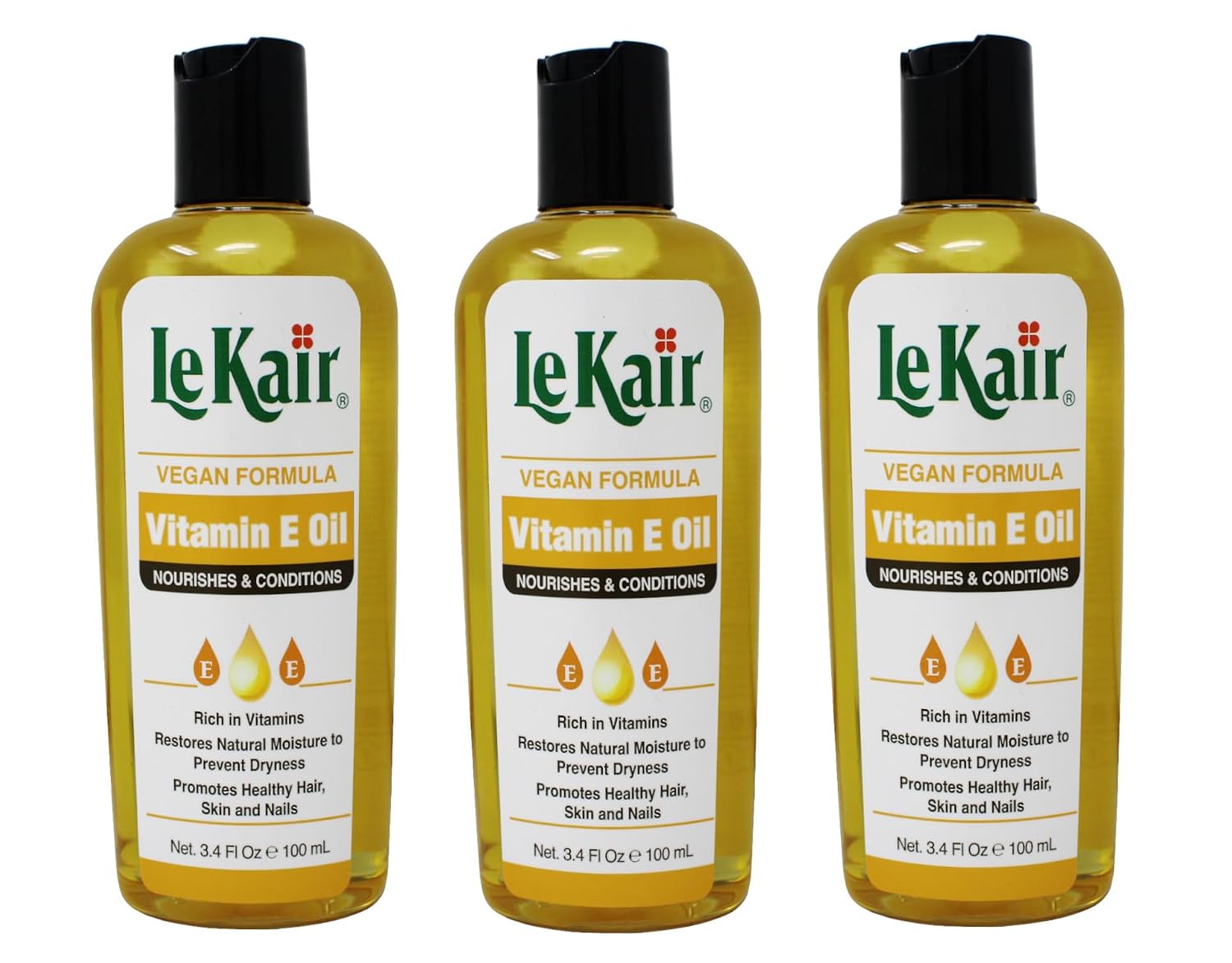 Vegan Formula Vitamin E Oil – Moisturizing and Nourishing Oil for Hair, Skin and Nails, Promotes Healthy Shine and Softness, 3.4 fl oz (Pack of 3) image 3