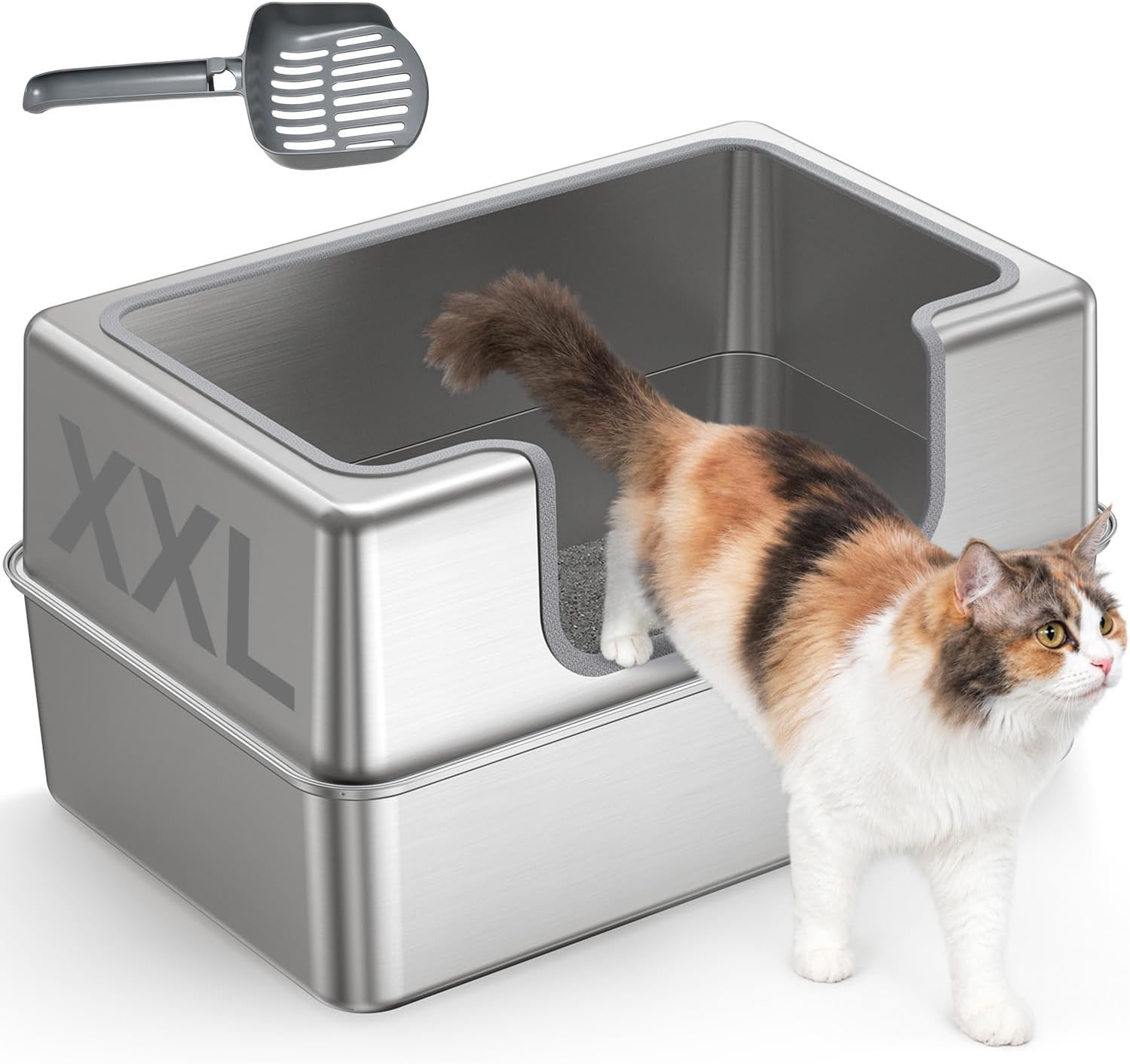 Non-Stick Entirely Stainless Steel Litter Box Splash-Proof & Leak-Proof
