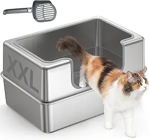 Non-Stick Entirely Stainless Steel Litter Box Splash-Proof & Leak-Proof