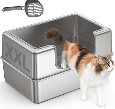 Amazon.com: XL Stainless Steel Cat Litter Box with Enclosure and