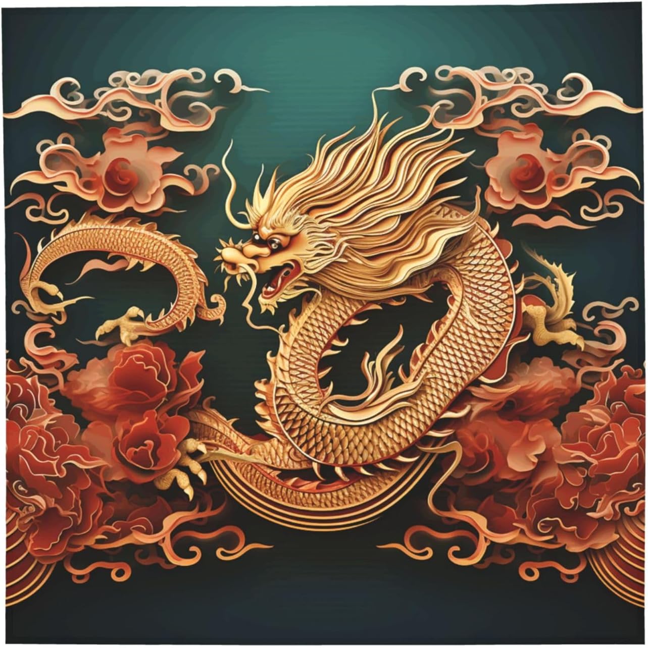 Cooling Bandanas for Men Women Square Hair Scarf 22" x 22" Novelty Headband Dragon Background Neckerchief