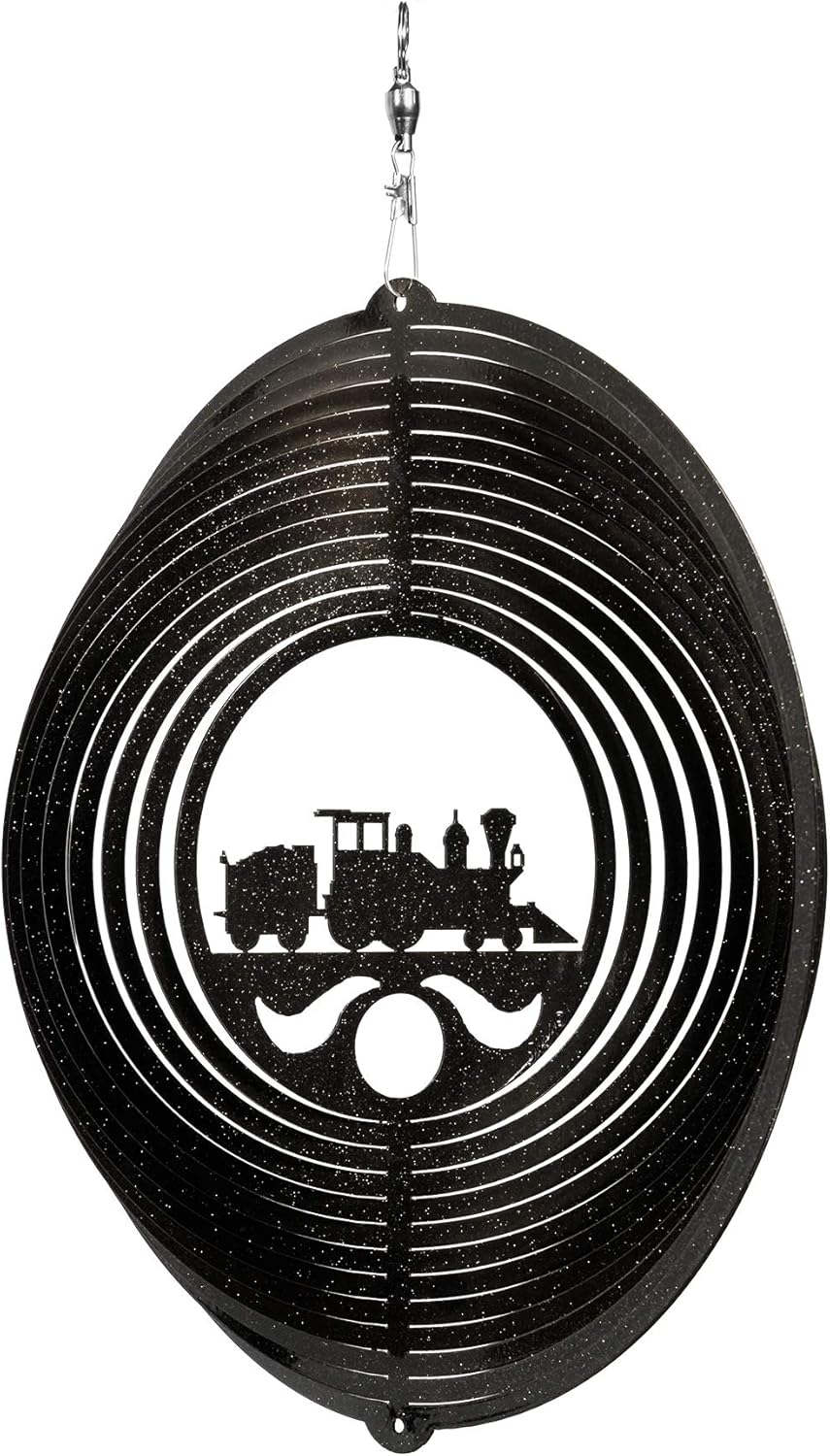SWEN Products Train Circle Swirly Metal Wind Spinner
