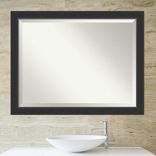 Miniatura 6 de Amanti Art Espejo de baño de madera, espejo de pared negro Corvino para usar como espejo de tocador de baño sobre el fregadero (35 x 45 pulgadas),