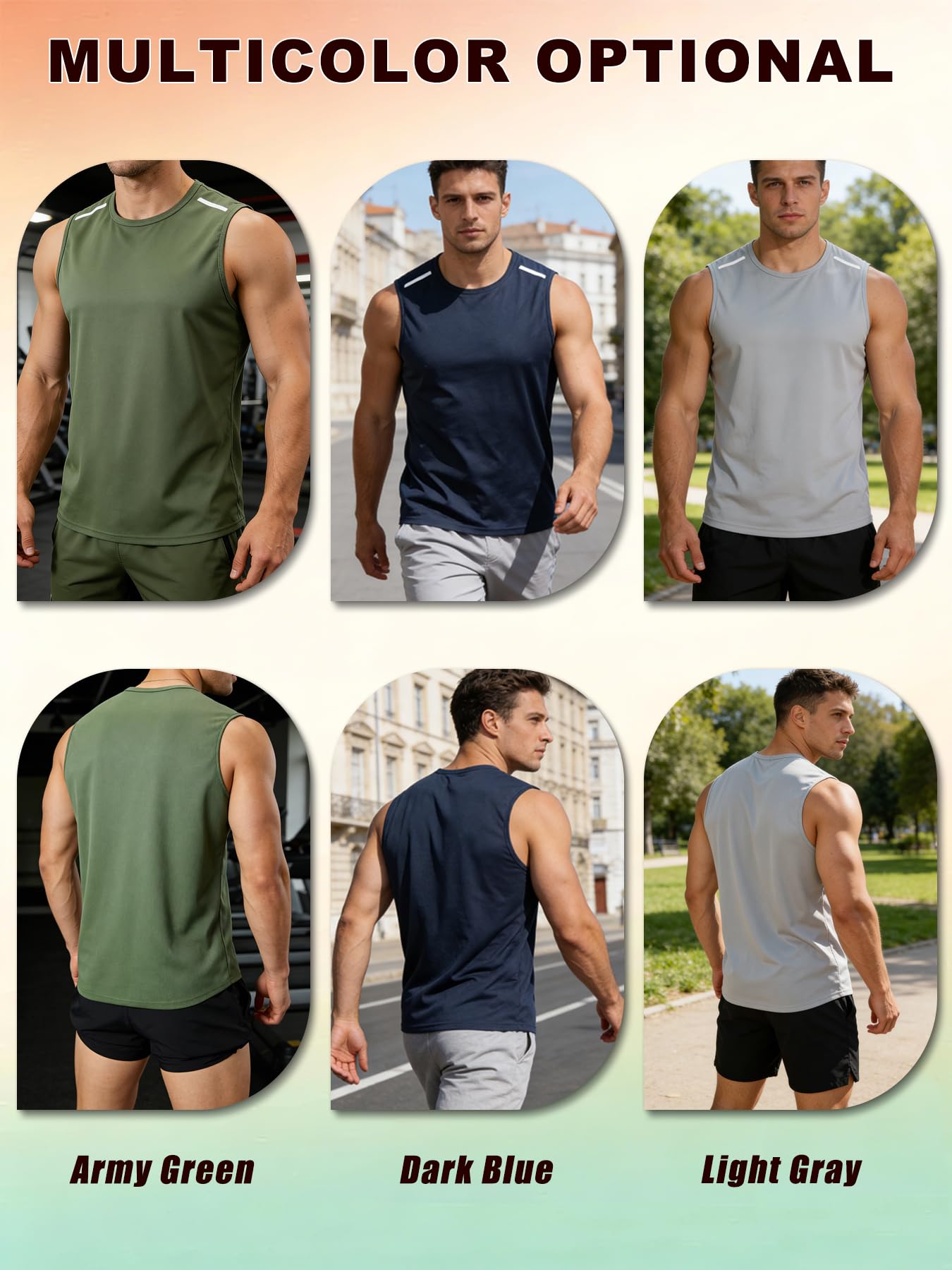 Paquete de 3 camisetas sin mangas para hombre, camisetas deportivas ligeras para viajes, deportes y uso casual — view 6