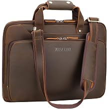 Masa Kawa Slim Leather 16" Laptop Briefcase Bag for Men, Vintage Brown
