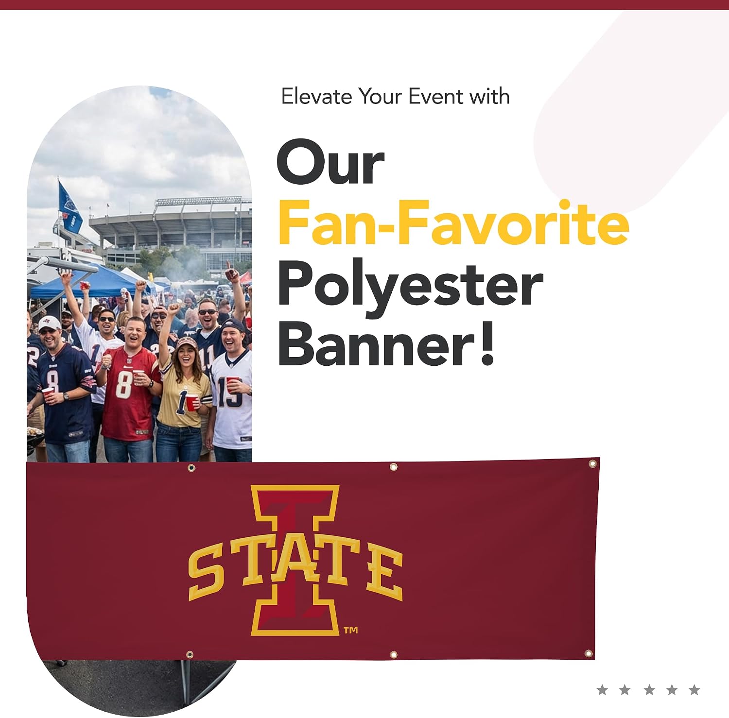 Iowa State Cyclones College Sports Printed Polyester Banner - NCAA Licensed - Hanging Graduation Decoration - School Banner (Red, Yellow) (2' x 6')