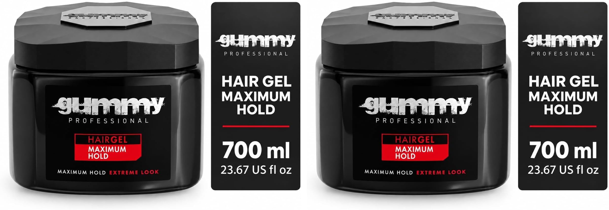 Gummy Professional Hair Gel for Men & Women – Strong Hold Styling, Slick Back Looks, Curls, Braids, Twists, Edge Control, Shine, Neat Styles, and Conditioning – 700ml (Pack of 2)