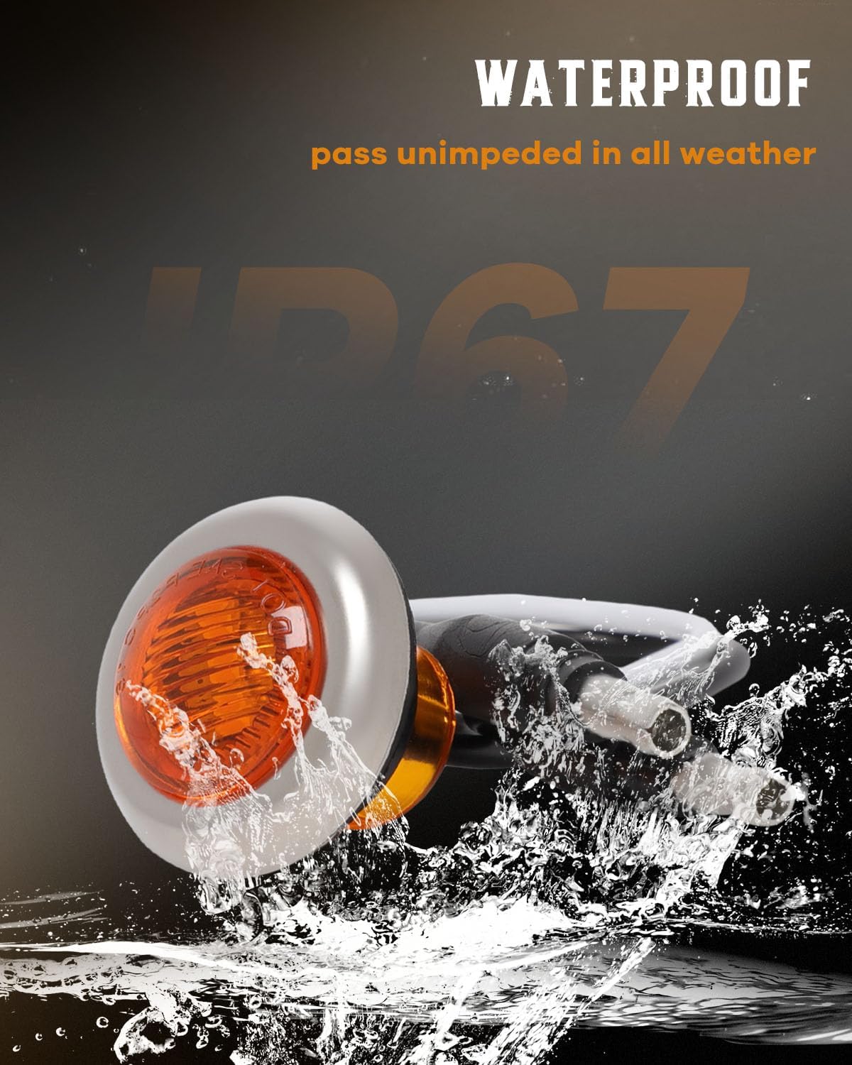 cciyu 10x 3/4" Amber Light Round For Mini LED Clearance Light LED Front Rear Side Marker Indicator Light Stop Turn Signal Tail Indicator Light for Truck RV Car Bus Trailer Van Caravan Boat