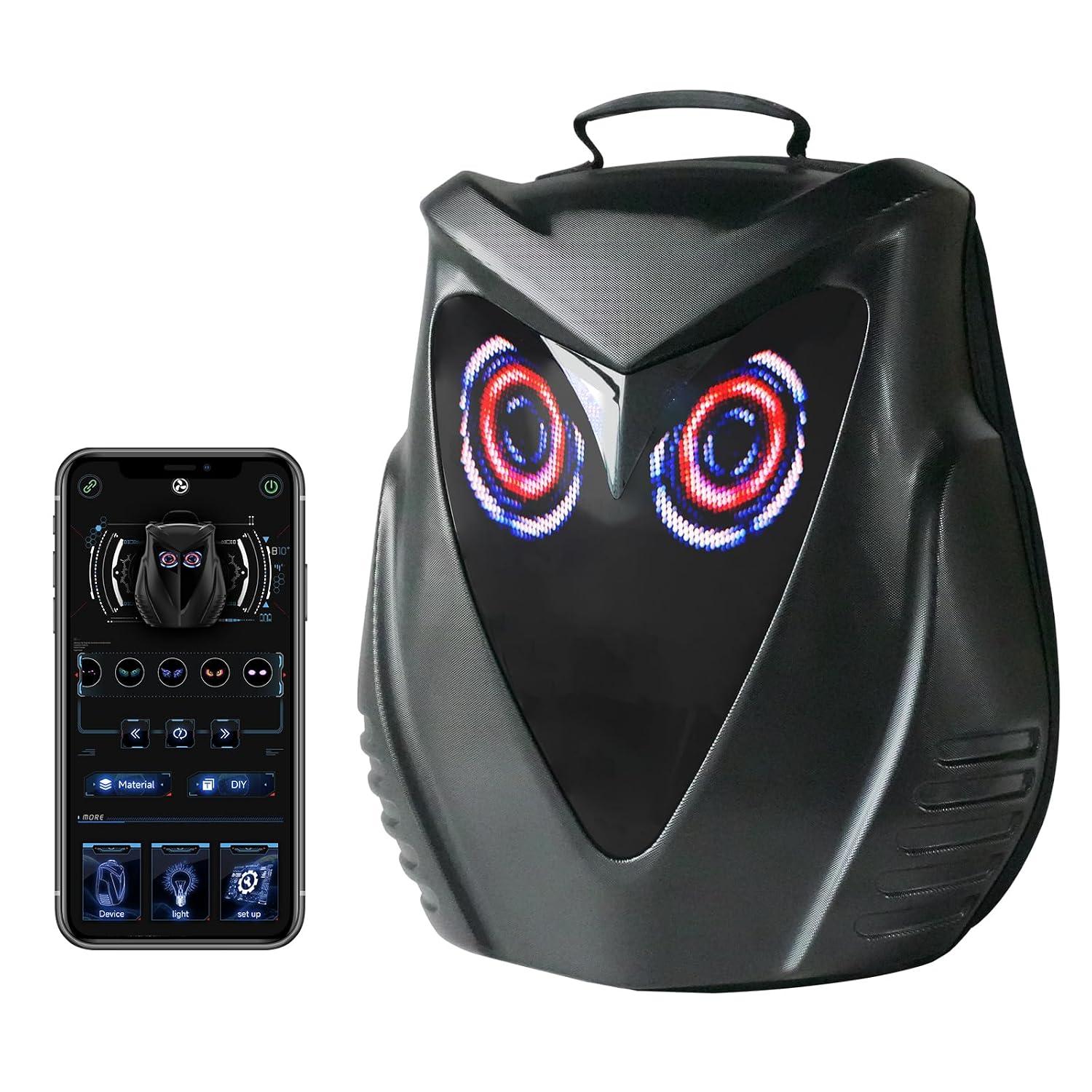 Motorcycle Backpack for Men, LED Backpack With DIY Programmable Full Color Screen, Hard Shell Large Capacity Waterproof Helmet Bag Laptop Backpack, view 8