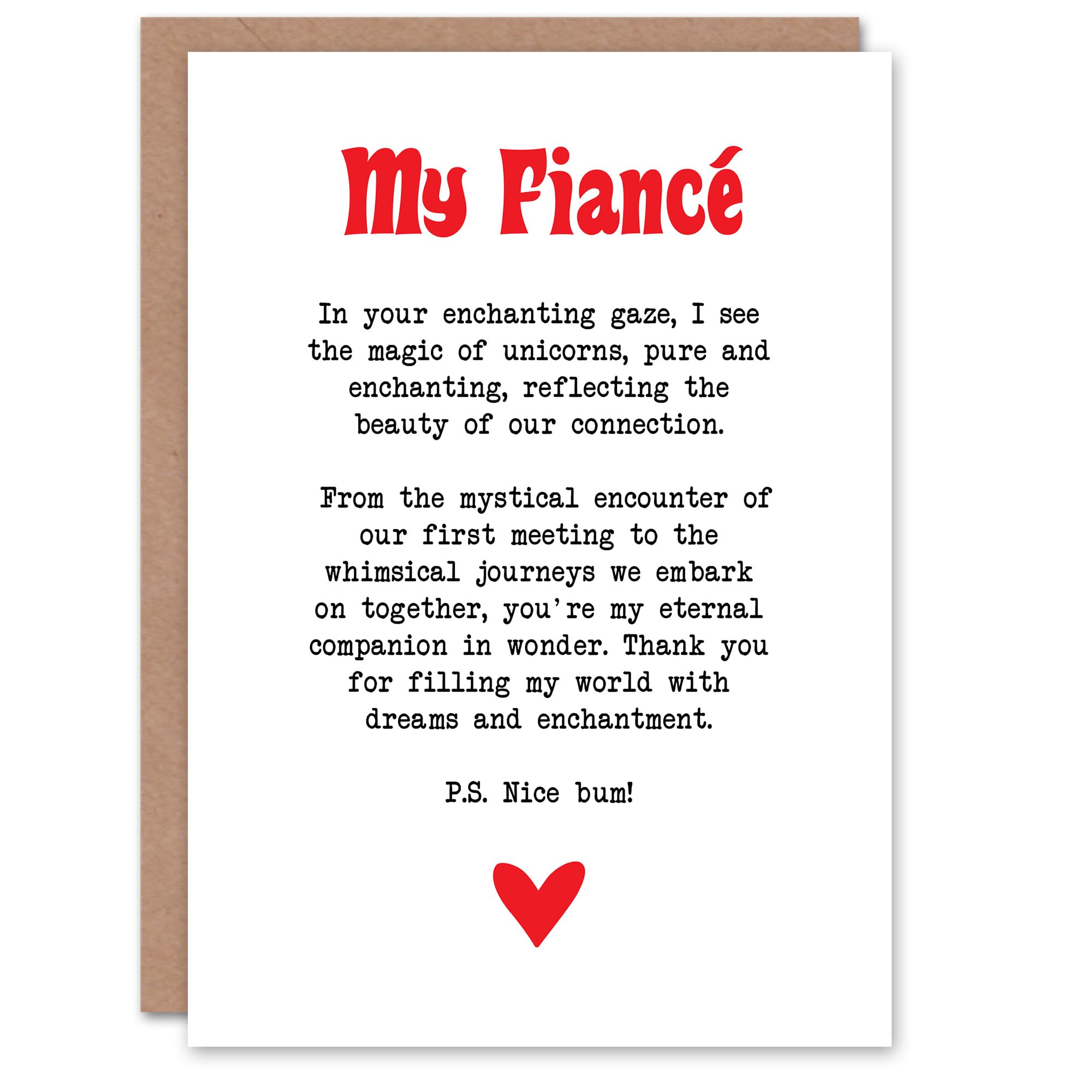 Artery8 Greeting Card Love Poem Unicorn Magic Fiancé Romantic Poetry For Him Man Valentine's Day Card