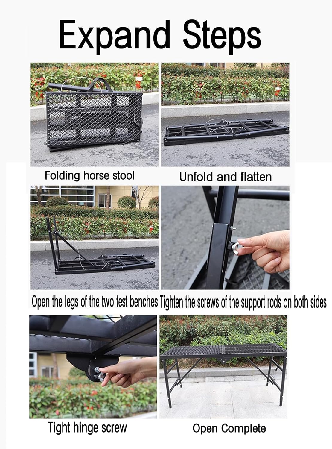 Folding Scaffolding Equipment, Steel Folding Work Step Ladder Work Bench Drywall Stool Adjustable Work Platform, 400kg Max, for Car Washing, Repairing, Painting