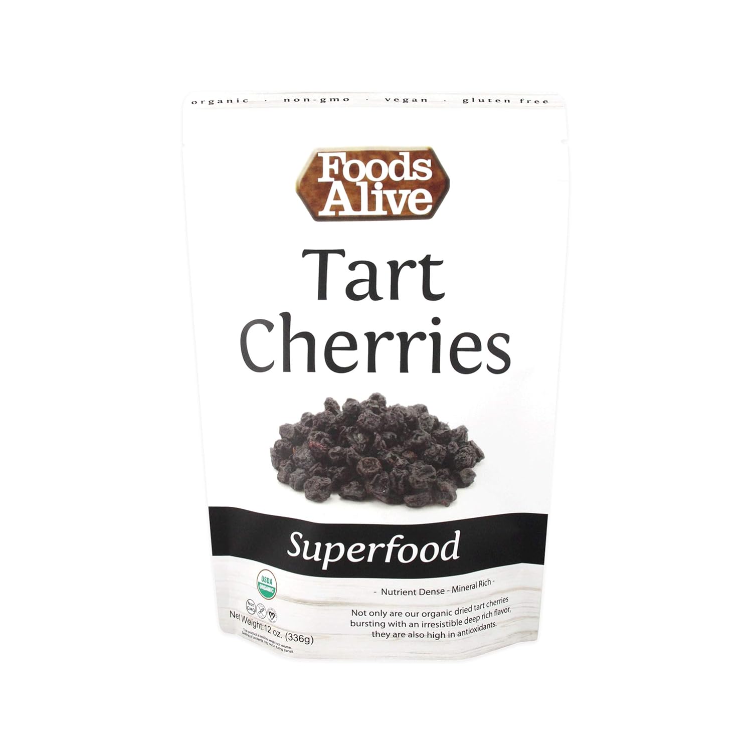 Foods Alive Organic Tart Cherries Gluten Free Dried Fruit, High in Vitamin C