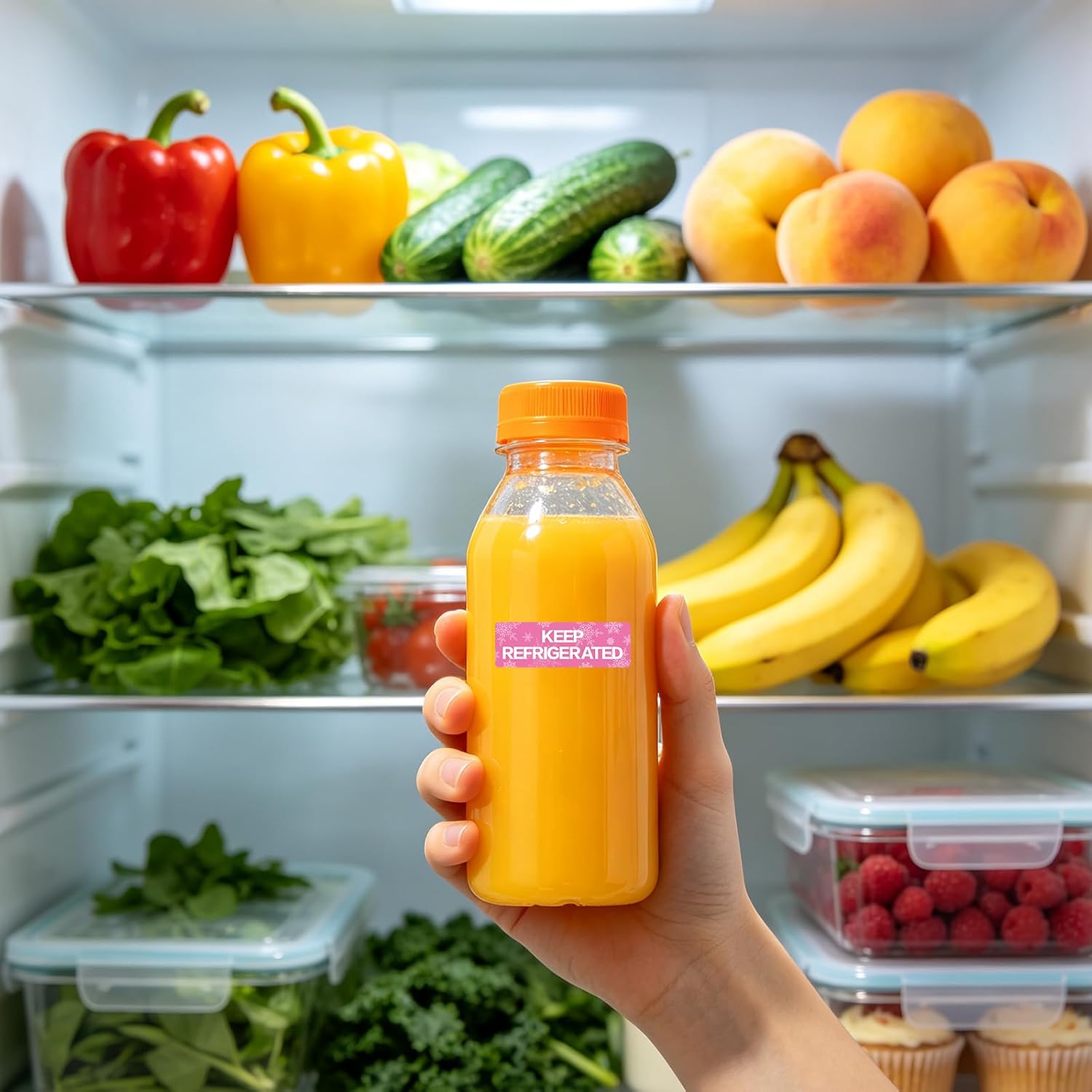 Whaline 1000Pcs Keep Refrigerated Sticker, Waterproof, 0.5 x 1.5 Inch