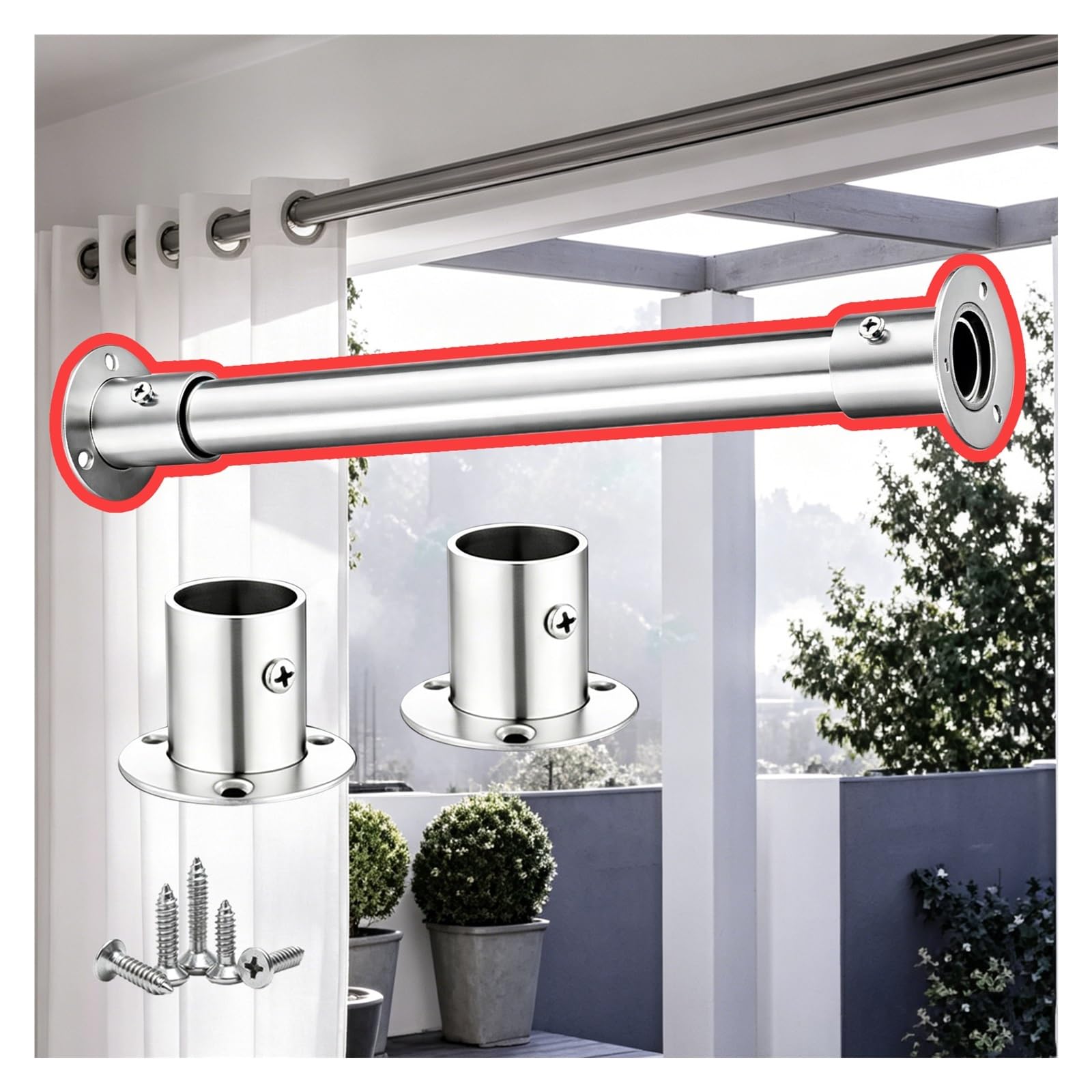 Closet Rods for Hanging Clothes Stainless Steel, Anti-rust Wardrobe Rod Heavy Duty with End Support, Removable Garment Bar for Cloakroom/Bedroom(L 1400mm/55.1")