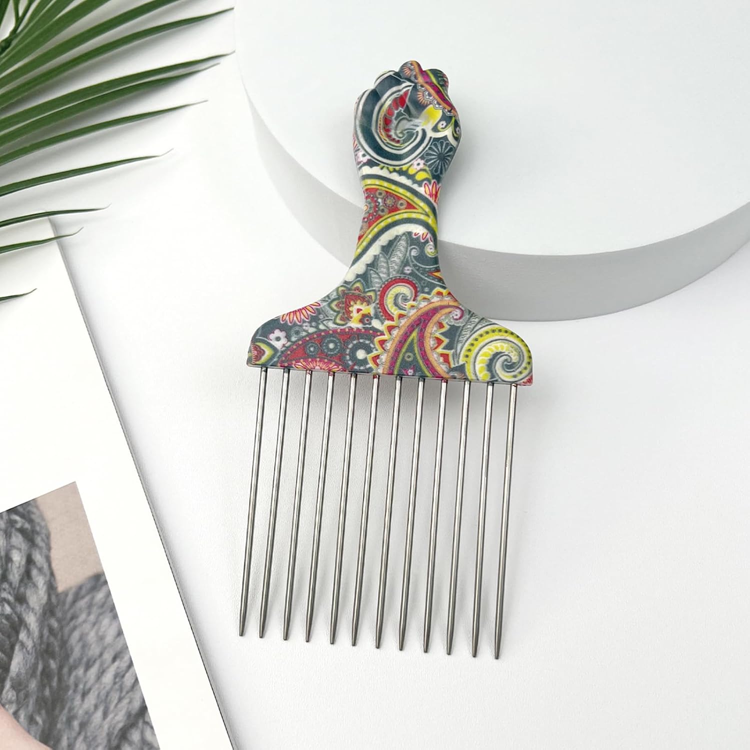 Stainless Steel Professional Hair Styling Pick Comb, Ideal for Afro and Curly Hair, Unisex Design
