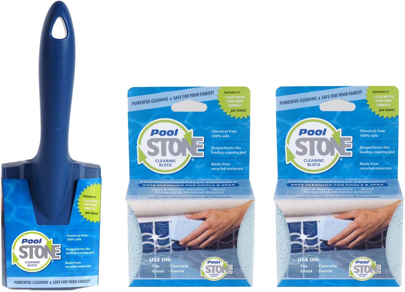EarthStone PoolStone Pool and Spa Cleaner Starter Set, with Handle and Two Blocks
