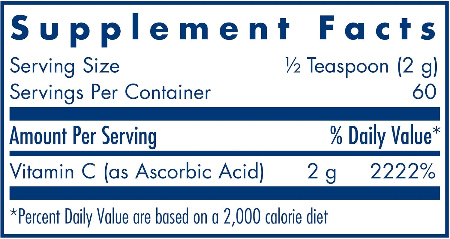 Allergy Research Group - Pure Vitamin C Powder - Mood and Immune Support - 120 Grams (4.2 oz)