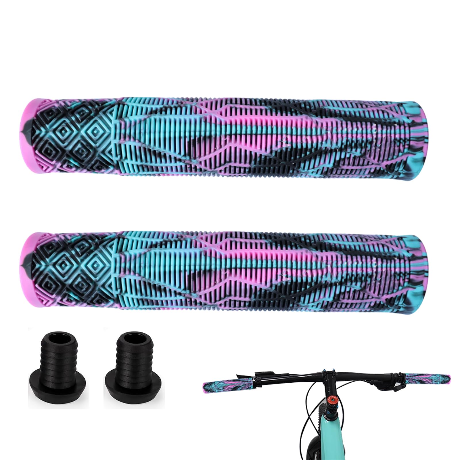Manopole per bicicletta, coprimanopole da 160 mm, montaggio facile e veloce, manopole colorate per MTB, BMX, biciclette acrobatiche e monopattini