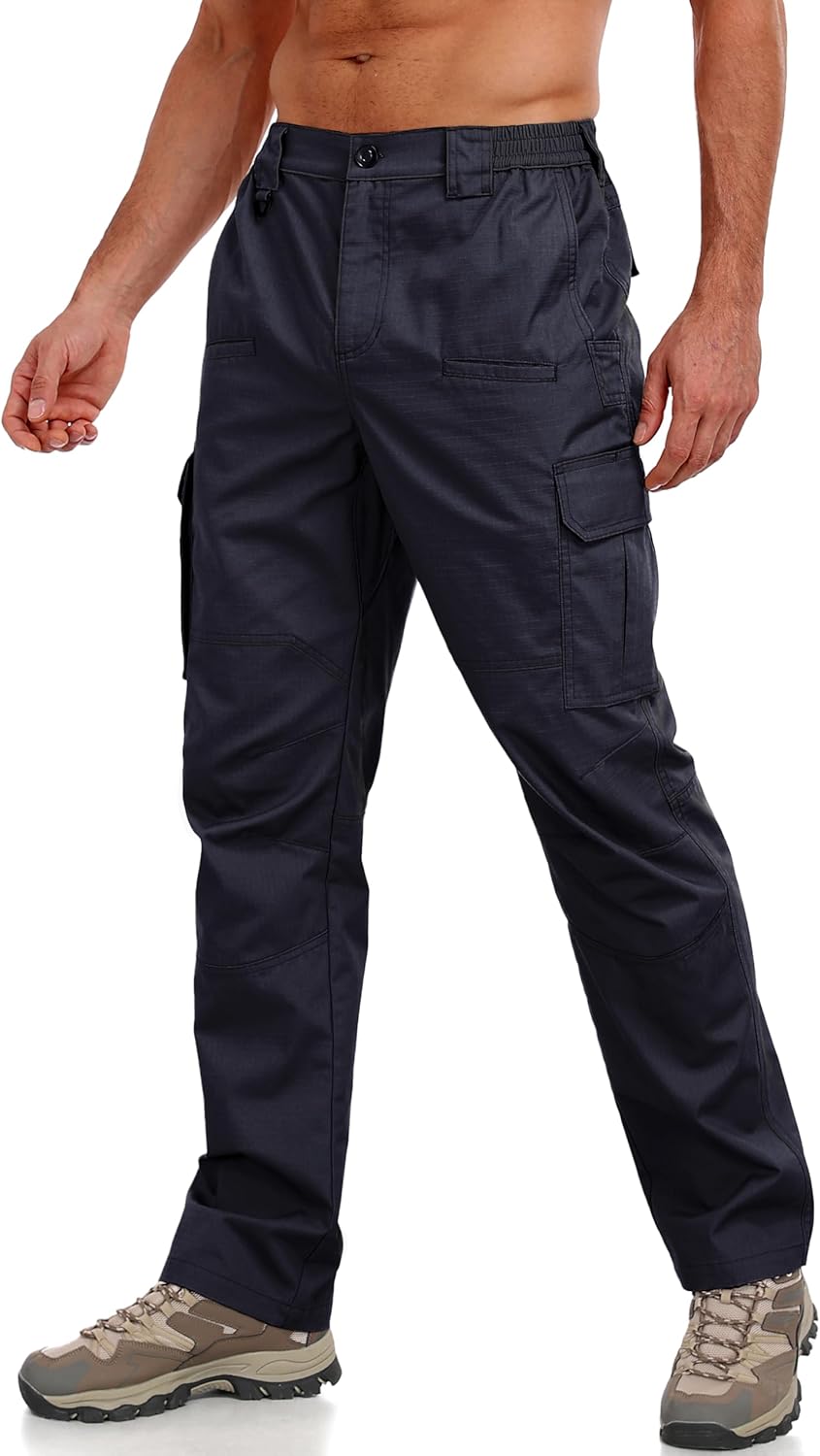 Lzzidou Men's Tactical Cargo Pants Ripstop Lightweight Work Pants Water Resistant Outdoor Hiking Pants with Multi Pockets