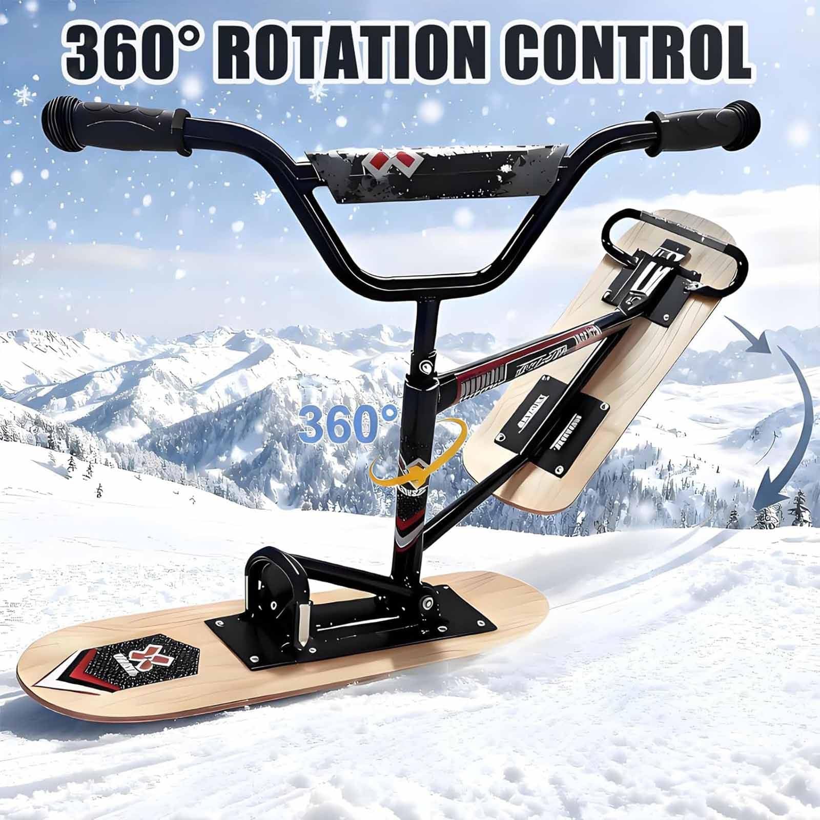 Snowboard Pliable avec poignées, Rotation à 360°, Conception à Double Ski, capacité de Charge maximale : 200 kg, motoneige Tout Terrain adaptée aux familles et aux débutants