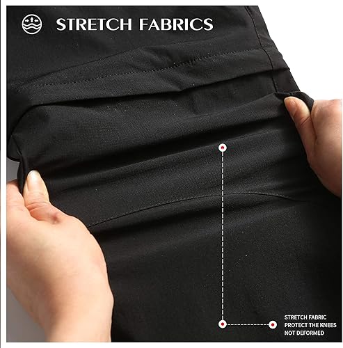 Miniatura 5 de Pantalones de senderismo para hombre, convertibles, de secado rápido, pantalones y pantalones cortos de pesca (caqui, negro)