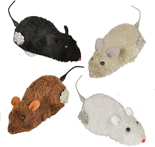 Rhode Island Novelty Juguete de ratón de cuerda de 6 pulgadas, juego de 4 surtidos