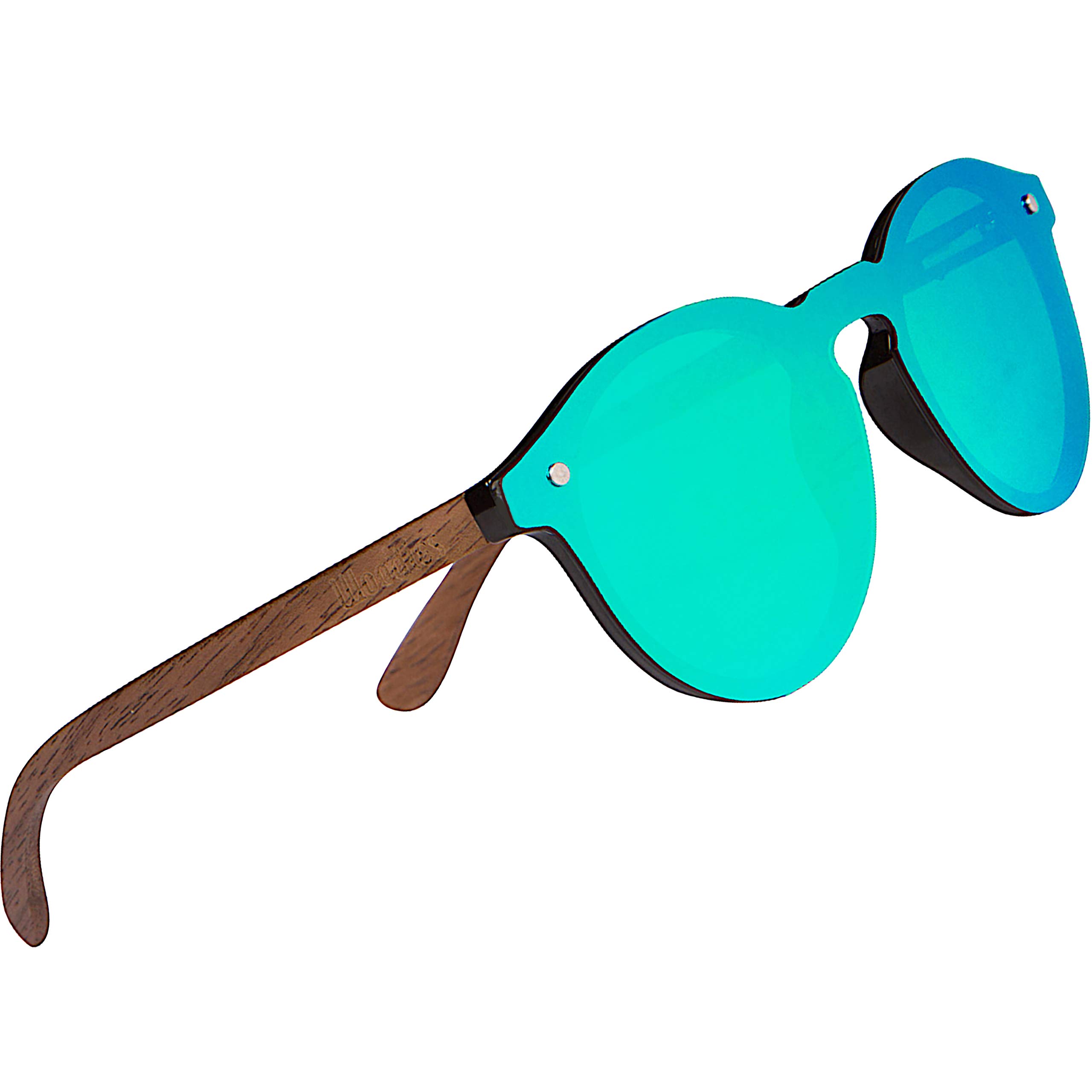WoodiesWalnut Wood Panto Shape Round Rimless Mirrored Sunglasses | Flat Polarized Lens | 100% UVA/UVB Ray Protection