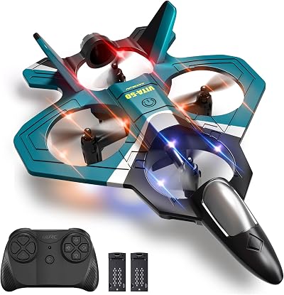 RC Plane Remote Control Airplane for Kids Ages 8-12, Remote Control Drones for Kids, RC Flight Jet Helicopter with Lights, 3D Flip, One-Key Take Off & Landing, Gift Outdoor Flying Toys for Boys