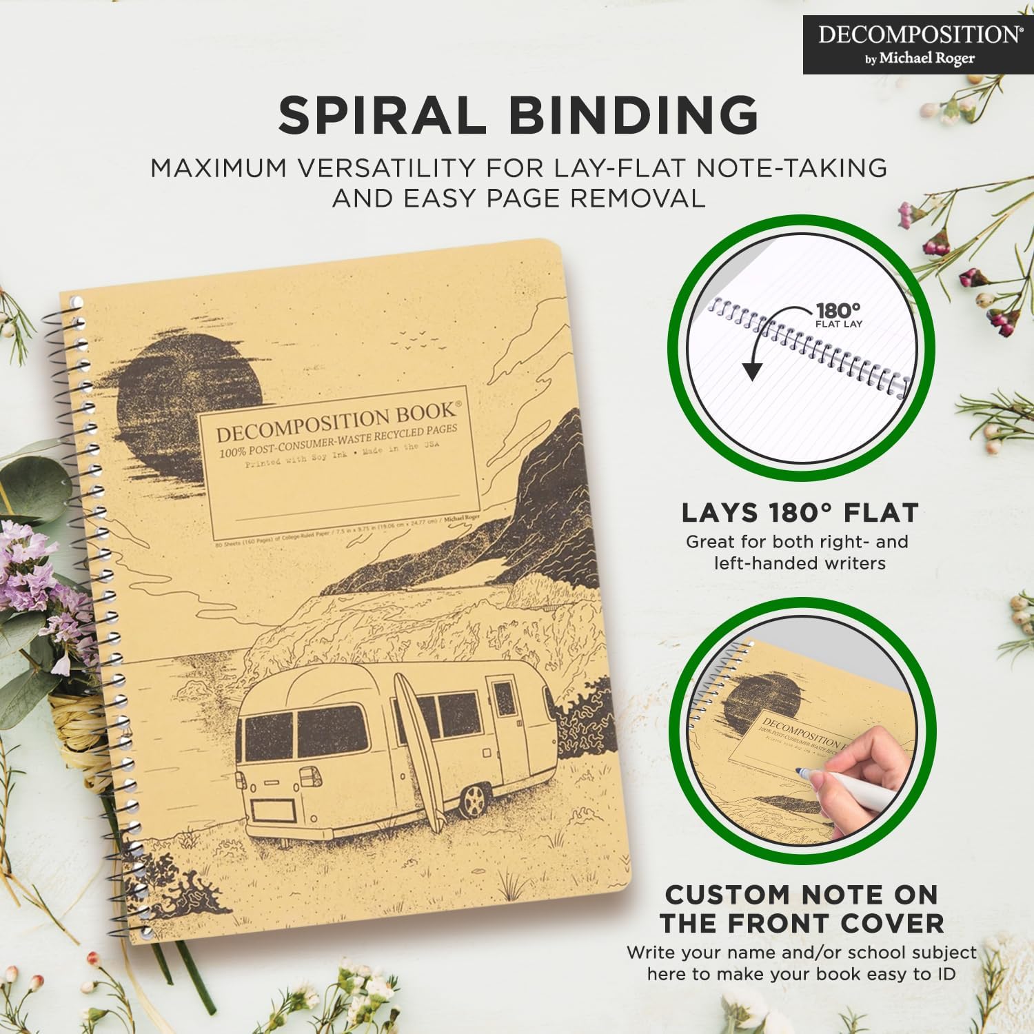Decomposition Big Sur College Ruled Spiral Notebook - 9.75 x 7.5 Journal with 160 Lined Pages - 100% Recycled Paper - Notebooks for School Supplies, Home & Office - Made in USA image 5