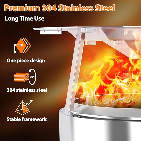 Uniflasy Heat Deflector for Solo Stove Bonfire 19.5, 304 Stainless Steel Portable Heat Diffuser with Handle&Leg Accessory for Bonfire Fire Pit Captures/Redirects Warmth for Solo Stove Accessories