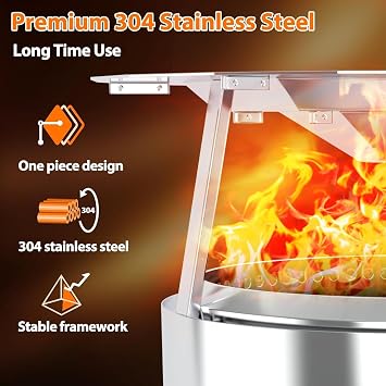 Uniflasy Heat Deflector for Solo Stove Bonfire 19.5, 304 Stainless Steel Portable Heat Diffuser with Handle&Leg Accessory for Bonfire Fire Pit Captures/Redirects Warmth for Solo Stove Accessories