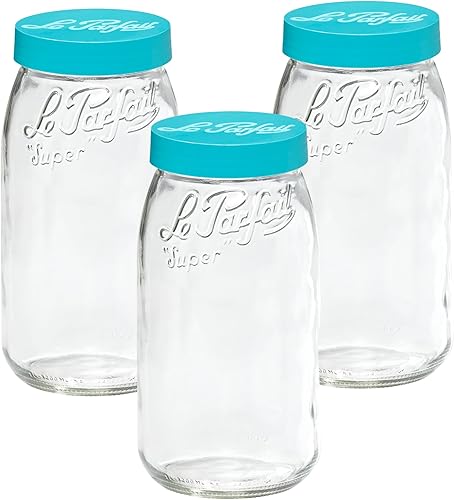 Miniatura 9 de Le Parfait Tarro de vidrio francés de boca ancha con tapa dorada hermética ideal para almacenamiento de alimentos y sopas enlatas harina azúcar