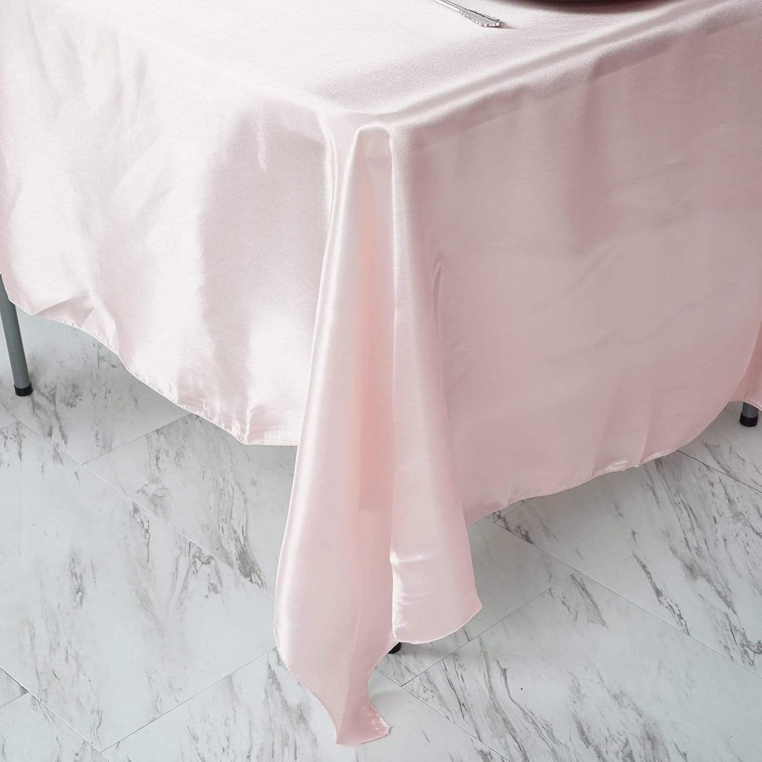 Balsa Circle 6 pcs 72x72 inch Blush Square Satin Fabric Overlays Tablecloth Linens | Table Cloths Cover for Party Wedding Reception Events Decoration Kitchen Dining Events Kitchen Dining