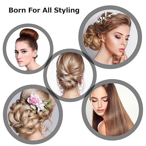 Miniatura 6 de Juego de 6 peines de cola de rata, peine de dientes finos, peine de metal desenredante para mujeres, niñas (negro)