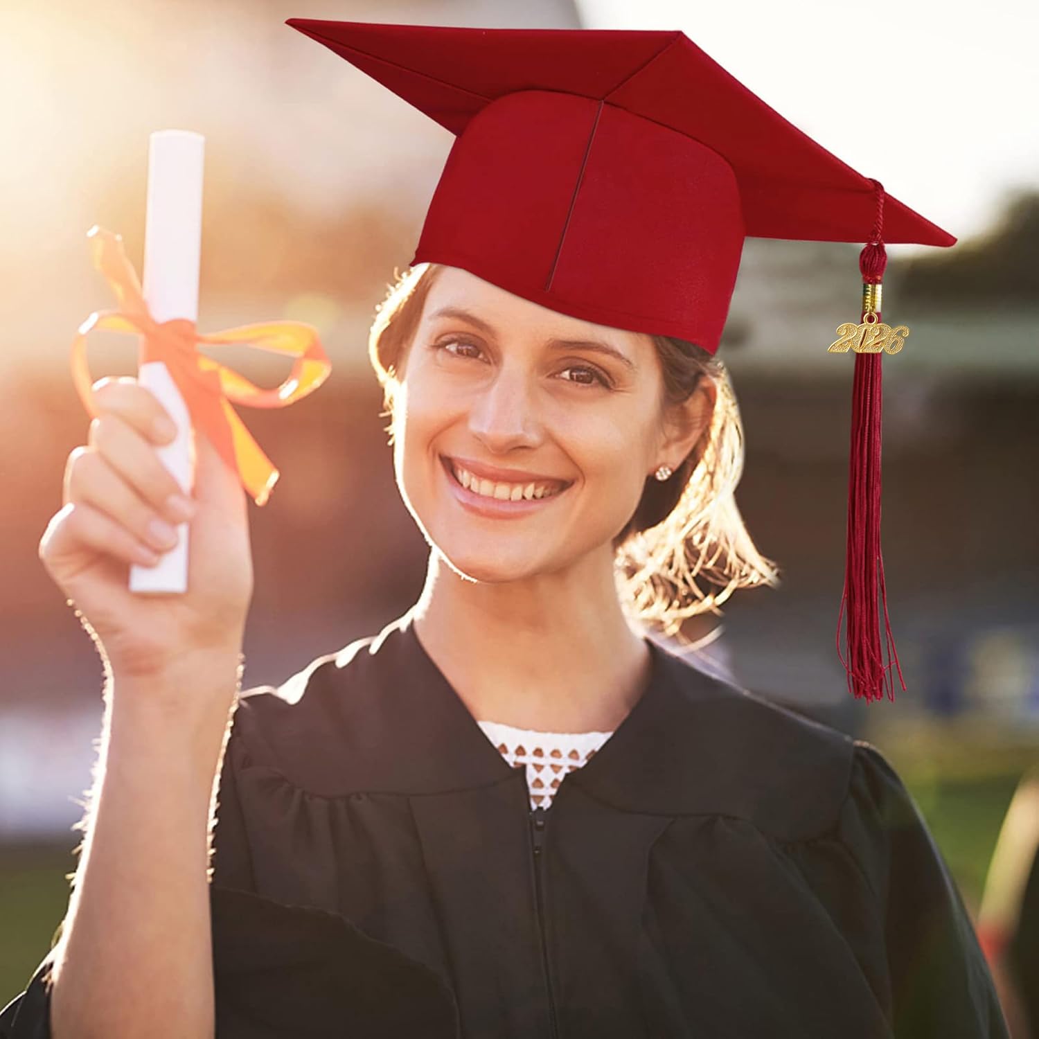 Unisex Adult Matte Graduation Cap Graduation Hat with Tassel Adjustable for High School and College