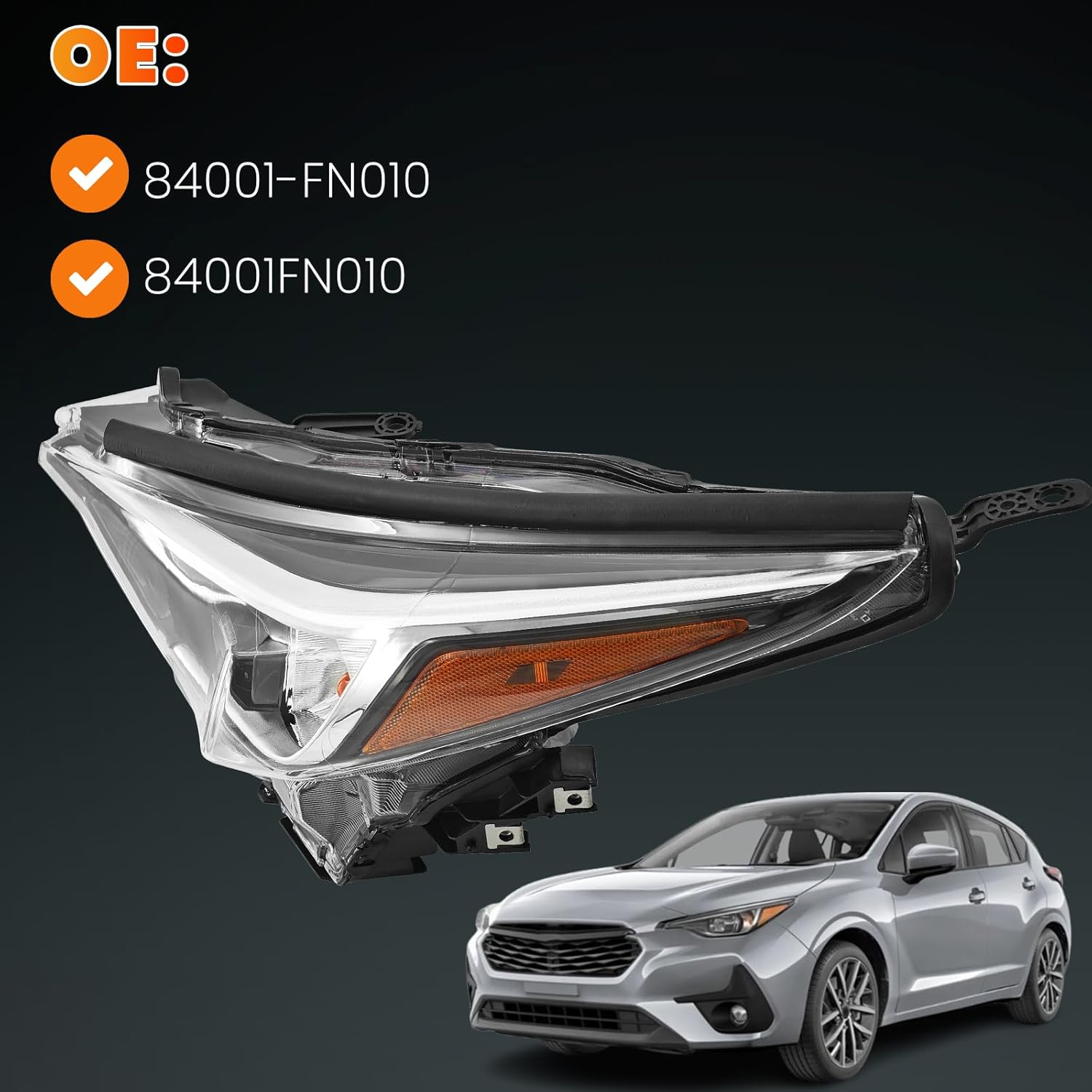 84001-FN010 Left Driver Side Headlight Assembly LED Lens Compatible with Subaru Impreza Crosstrek 2024 2025 Headlamp w/Adaptive Front-lighting System 84001FN010