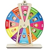 Wooden Feelings Wheel Emotion Wheel with Stand 9.5Inch Therapy Office Desk Decor Expression Emotions Chart Mental Health Gifts Therapist Must Have Feelings Poster Sign Emotional Psychology Tool Decor