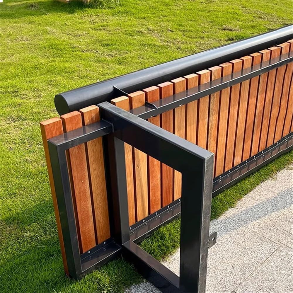 Patio Benches Park Outdoor Bench, Garden Wood Chair, with Steel Frame Lacquered, Patioin Resting Seating Garden Bench(Small)